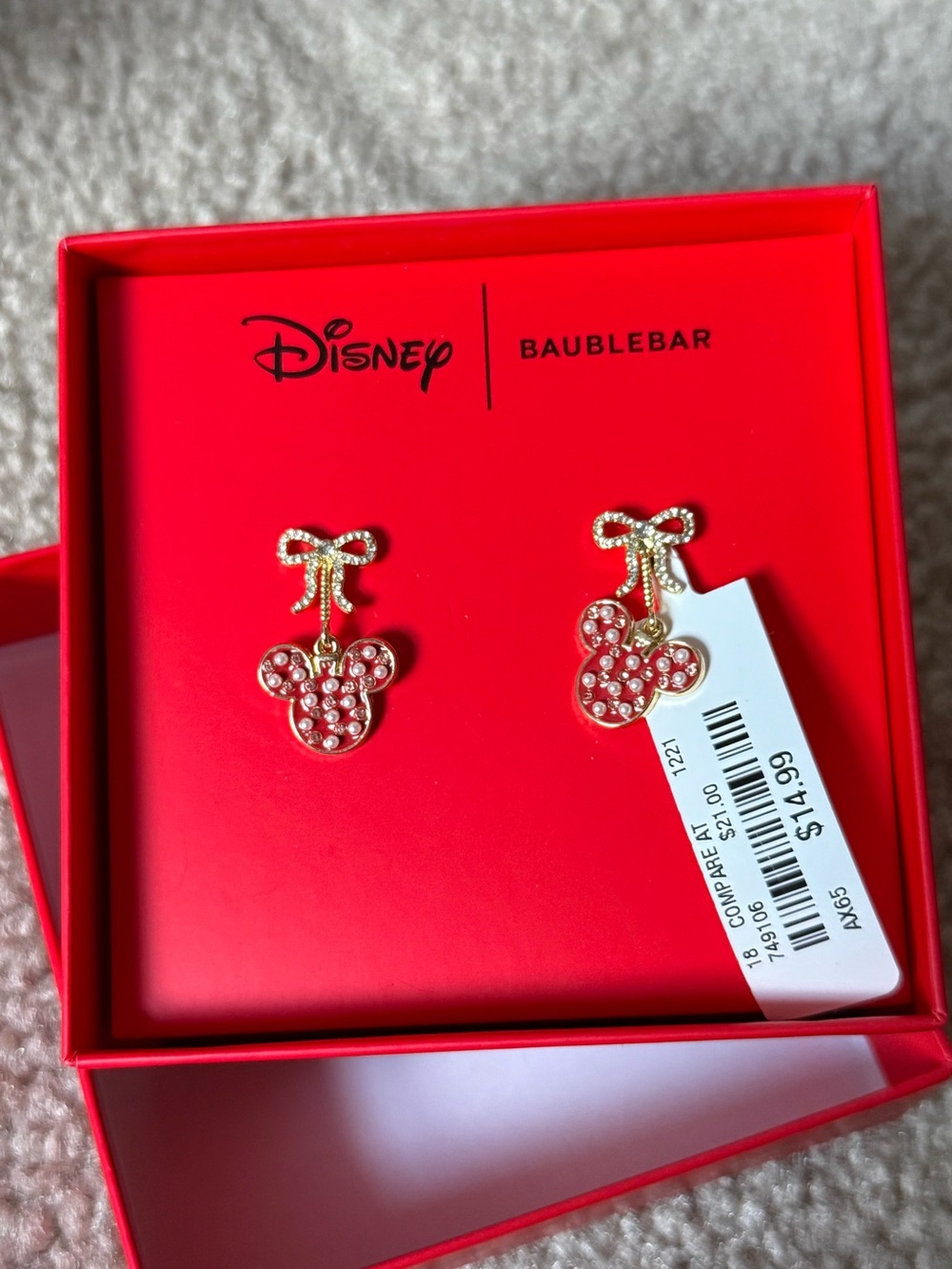 Disney BaubleBar Red Minnie Mouse Bow Earrings
